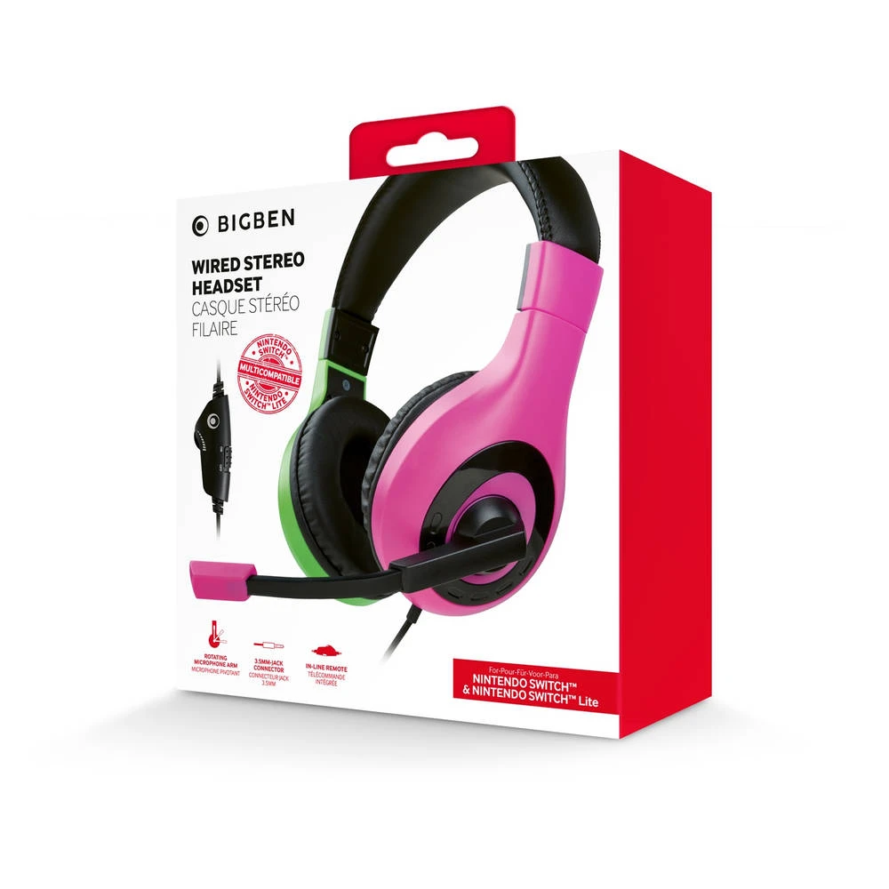 Bigben Nintendo Switch Gaming Headset - Paars/groen 4 Bigben Nintendo Switch Gaming Headset - Paars/groen - Afbeelding 2