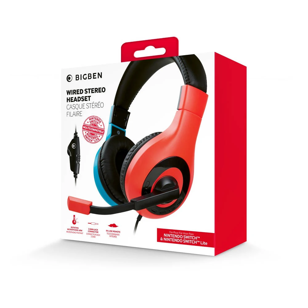 Bigben Nintendo Switch Gaming Headset - Rood/blauw 4 Bigben Nintendo Switch Gaming Headset - Rood/blauw - Afbeelding 2