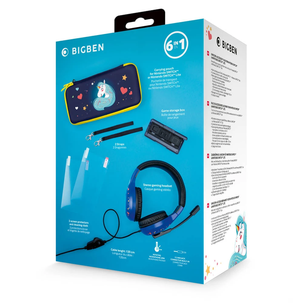 Nintendo Switch & Nintendo Switch Lite Bigben 6-in-1 Accessoirepakket - Unicorn 4 Nintendo Switch & Nintendo Switch Lite Bigben 6-in-1 Accessoirepakket - Unicorn - Afbeelding 2
